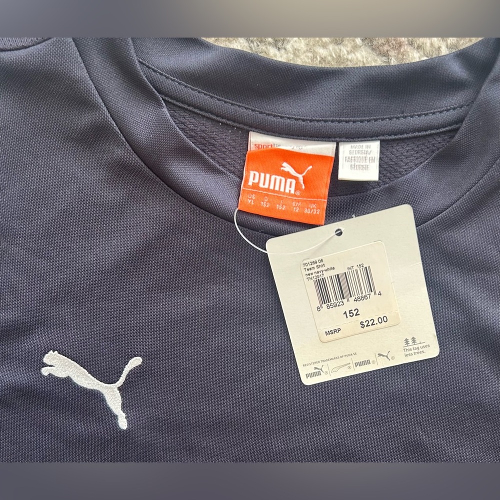 Puma Navy 701269-06 Jersey T-Shirt Youth Sz: Large (YL) - Picture 2 of 3